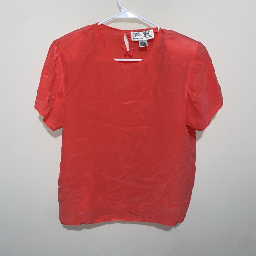 VTG-28 vintage 100% silk coral blouse